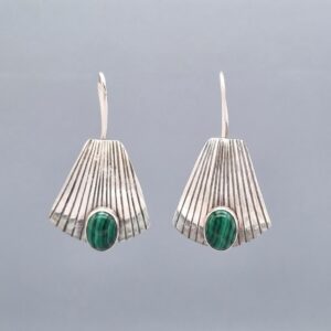 Art Deco Trapezoid Earrings with Malachite