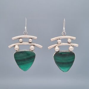 Arch Earrings with Malachite Trillion