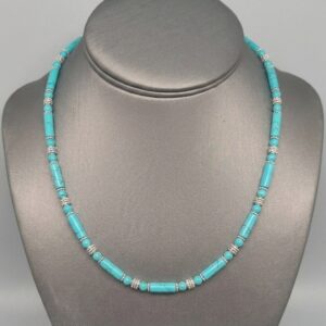 Sterling Silver and Turquoise Tube Bead Necklace