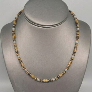 Sterling Silver and Tiger's Eye Tube Bead Necklace